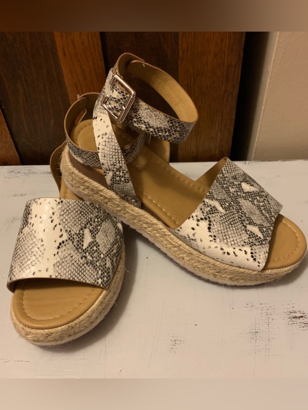 Women's Snake-Print Slight Platform Espadrille Sandals